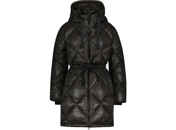 Bella Parka Olive Night S Shiny diamond quilted channels parka