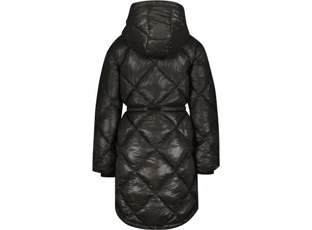 Bella Parka Olive Night S Shiny diamond quilted channels parka