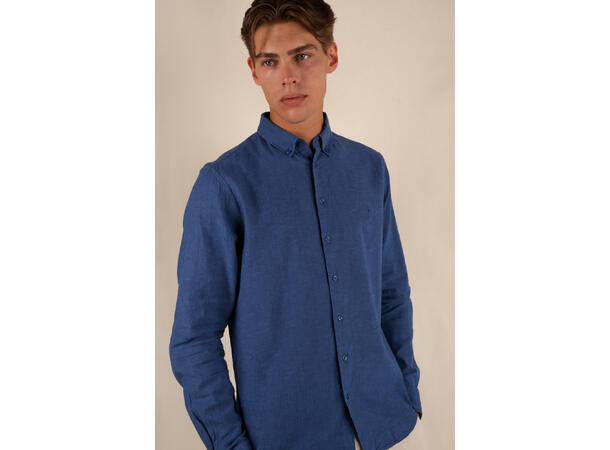 Declan Shirt Mid blue melange M Linen/Viscose Shirt 