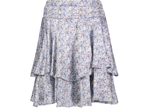 Mia Skirt Blue flowers AOP L High waist satin skirt 