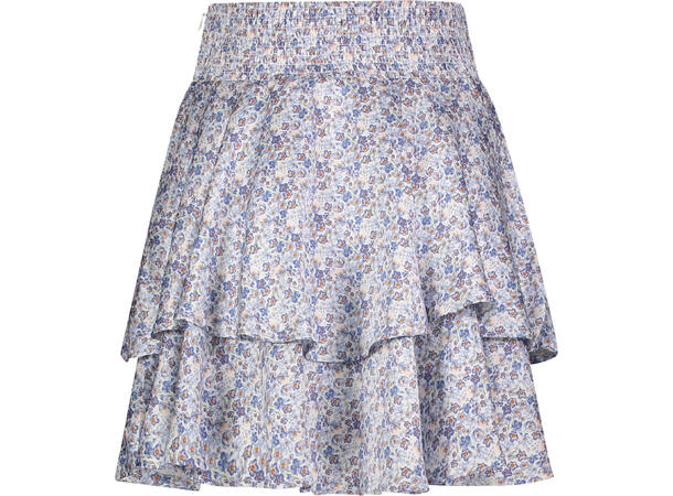 Mia Skirt Blue flowers AOP L High waist satin skirt 