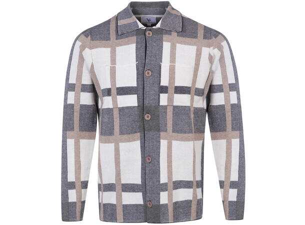 Voss Shirt Cream check M Heavy knit check overshirt