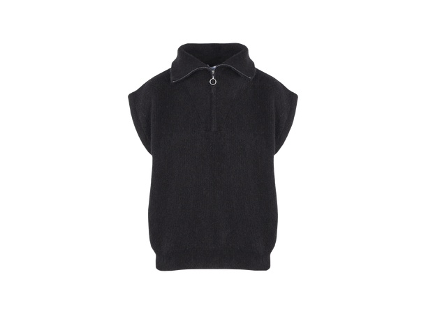 Arianna Vest Black XS Mohair Half-zip vest 