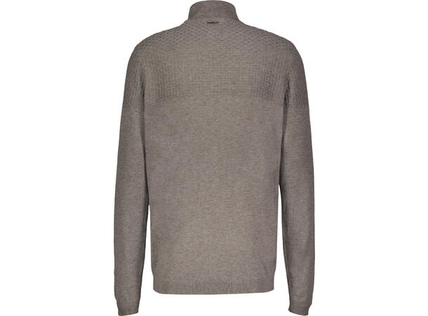 Halvsten Sweater Mid Brown Melange S Brick pattern half-zip 