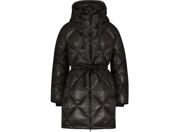 Bella Parka Olive Night L Shiny diamond quilted channels parka 