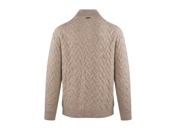 Bernard Half-zip Sand melange S Cable soft half-zip sweater 