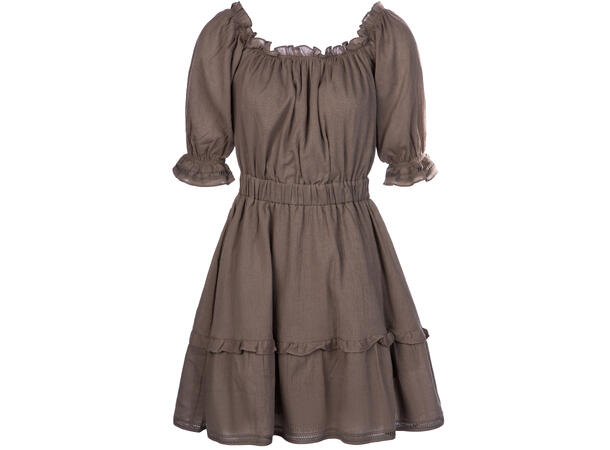 Eliane Dress Olive XS Organic cotton offshoulder 