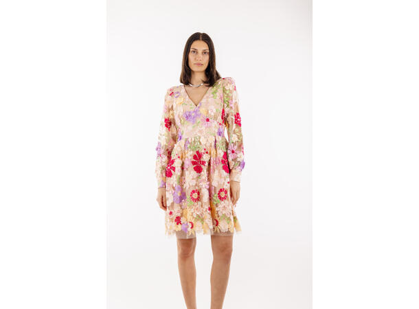 Avery Dress Spring blossoms L 3D flower mini dress 