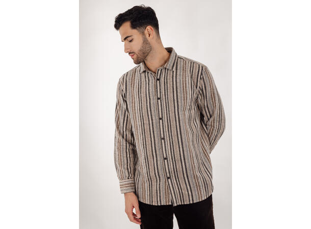 Cedrik Shirt Sand L Striped boxy shirt 