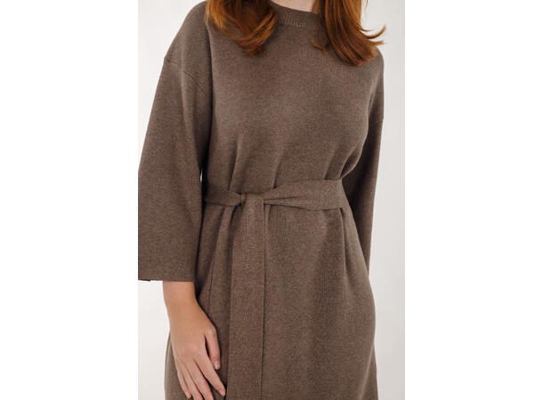 Ebanie Dress Brown XS Knit dress with belt 