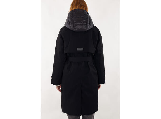 Eira Coat black S Technical trench with removable hood 