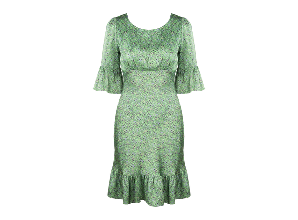 Florence Dress Green AOP S Satin mini dress 