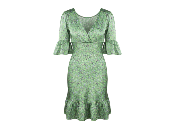 Florence Dress Green AOP S Satin mini dress 