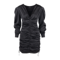 Kiki Dress Black L Gathered satin dress