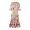 Lisette Dress Spring blossoms XS 3D flower maxi dress