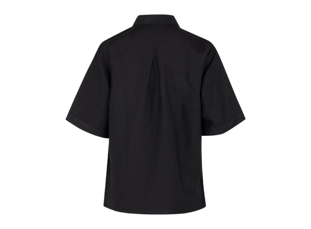 Liza SS Shirt Black M Basic shortsleeve linen shirt 
