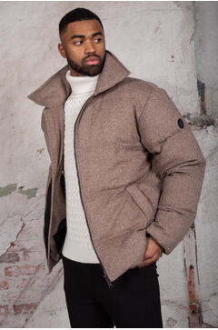 Lyon Jacket Sand herringbone M Puffer wool jacket - Urban Lyon Jacket Sand herringbone M Puffer wool jacket - Urban