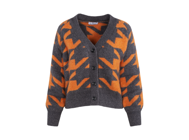 Mandy Cardigan Orange Flame S Houndstooth cardigan Urban Pioneers AS