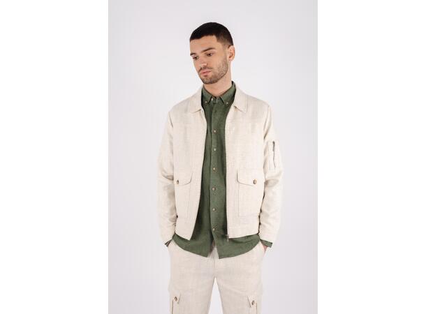 Marcelo Jacket Light Sand M Linen zip jacket 