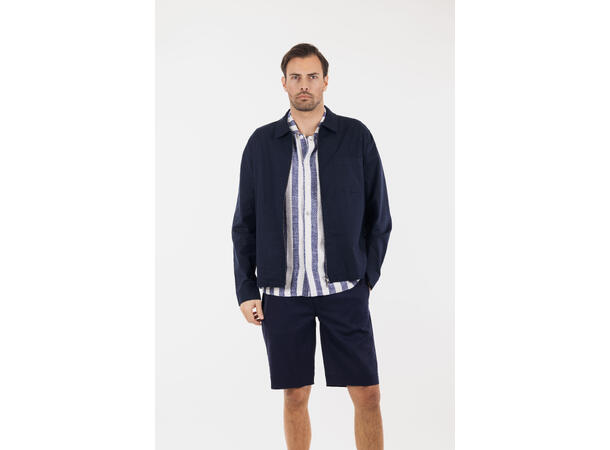 Meskar Overshirt Navy M Linen stretch zip overshirt 