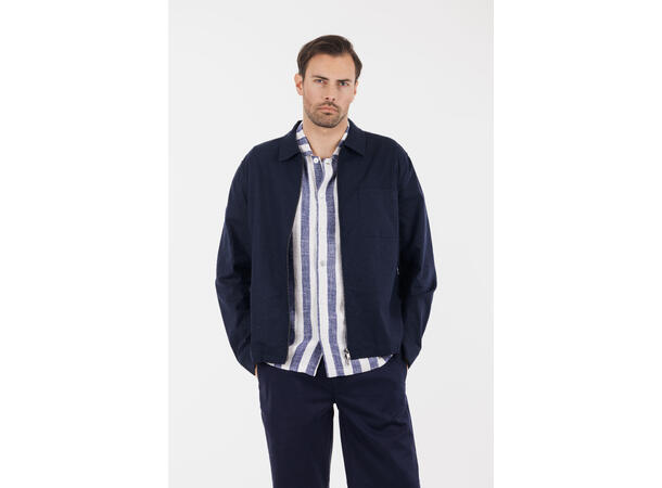 Meskar Overshirt Navy M Linen stretch zip overshirt 