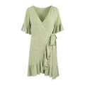 Noor Dress Green S Short linen wrap dress