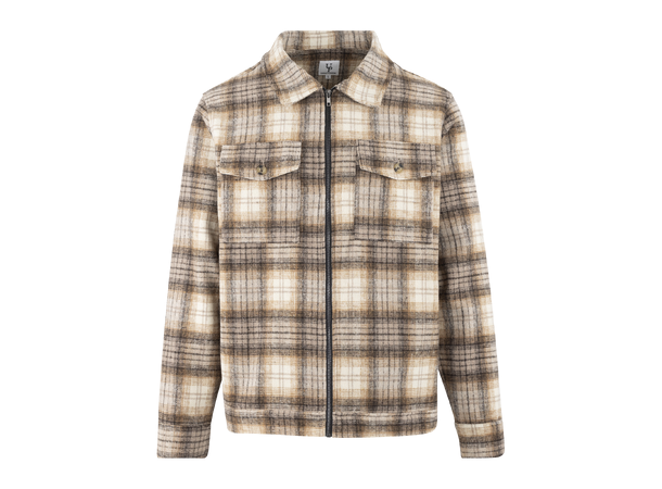 Philipe Jacket Cream check L Wool zip jacket 