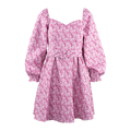 Willow Dress AOP Fandango Pink XS Jaquard flowers belt dress