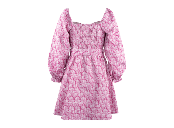 Willow Dress AOP Fandango Pink XS Jaquard flowers belt dress 