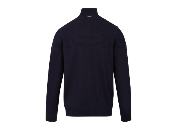 Abel Half-zip Navy XL Brick pattern cashmere knit 