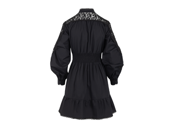 Adena Dress Black XS Short poplin lace dress