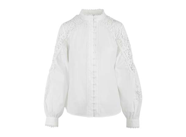 Arlene Blouse White S Poplin lace blouse 