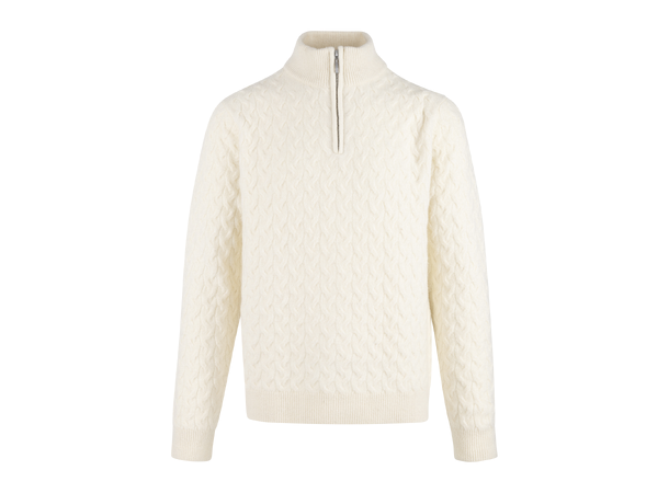 Aston Half-zip Cream XXL Cable knit sweater 