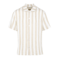 Folke Shirt Sand L Striped linen SS shirt