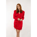 Kiki Dress Lipstick Red XL Gathered satin dress