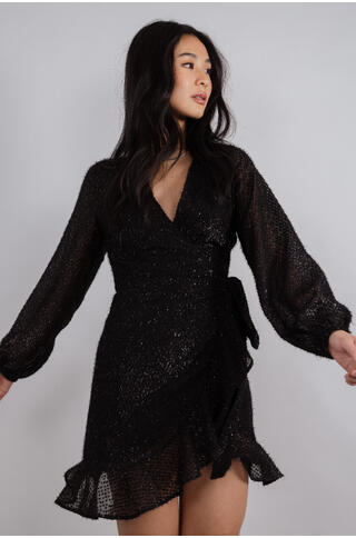 Lindsey Dress Glitter wrap dress