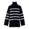Livia Sweater Navy S Boxy striped turtleneck