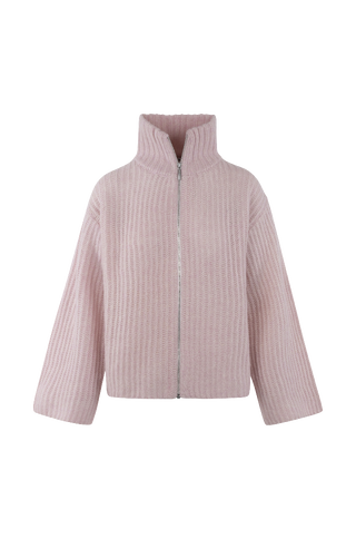Majken Cardigan Light Pink S Zip wool cardigan