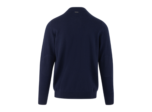 Milton Zip Cardigan Navy S Two-tone wool knit 