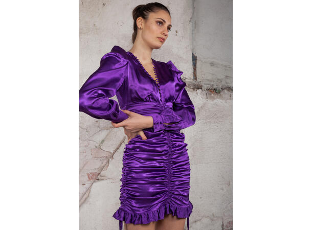Nicke Dress Purple Magic S Satin gathering dress 