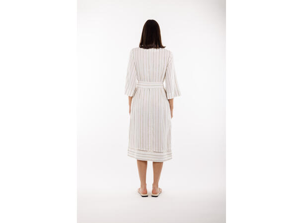 Scarlet Dress Cream S Midi linen dress w/belt 