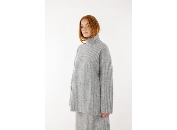 Vanya Sweater Grey Melange M Rib knit t-neck 