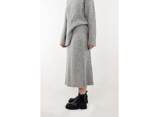 Zadie Skirt Grey Melange XS Alpaca rib knit skirt