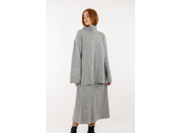 Zadie Skirt Grey Melange XS Alpaca rib knit skirt