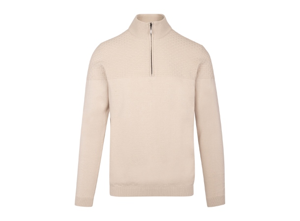 Abel Half-zip Light sand XXL Brick pattern cashmere knit 