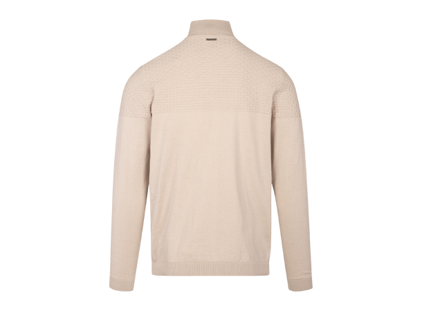 Abel Half-zip Light sand XXL Brick pattern cashmere knit 