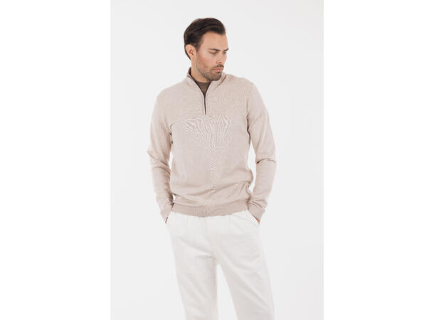 Abel Half-zip Light sand XXL Brick pattern cashmere knit 