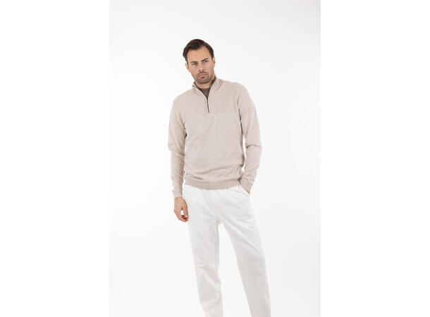 Abel Half-zip Light sand XXL Brick pattern cashmere knit 