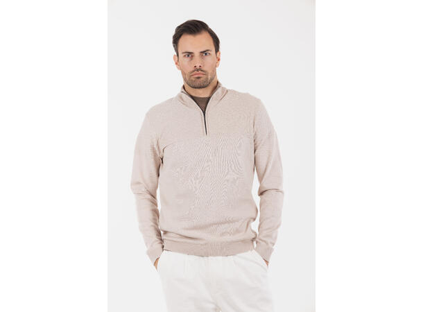 Abel Half-zip Light sand XXL Brick pattern cashmere knit 