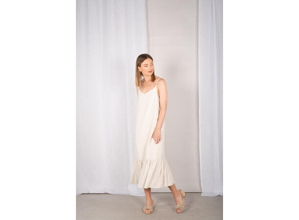 Celina Dress Sand melange L Long linen strap dress 